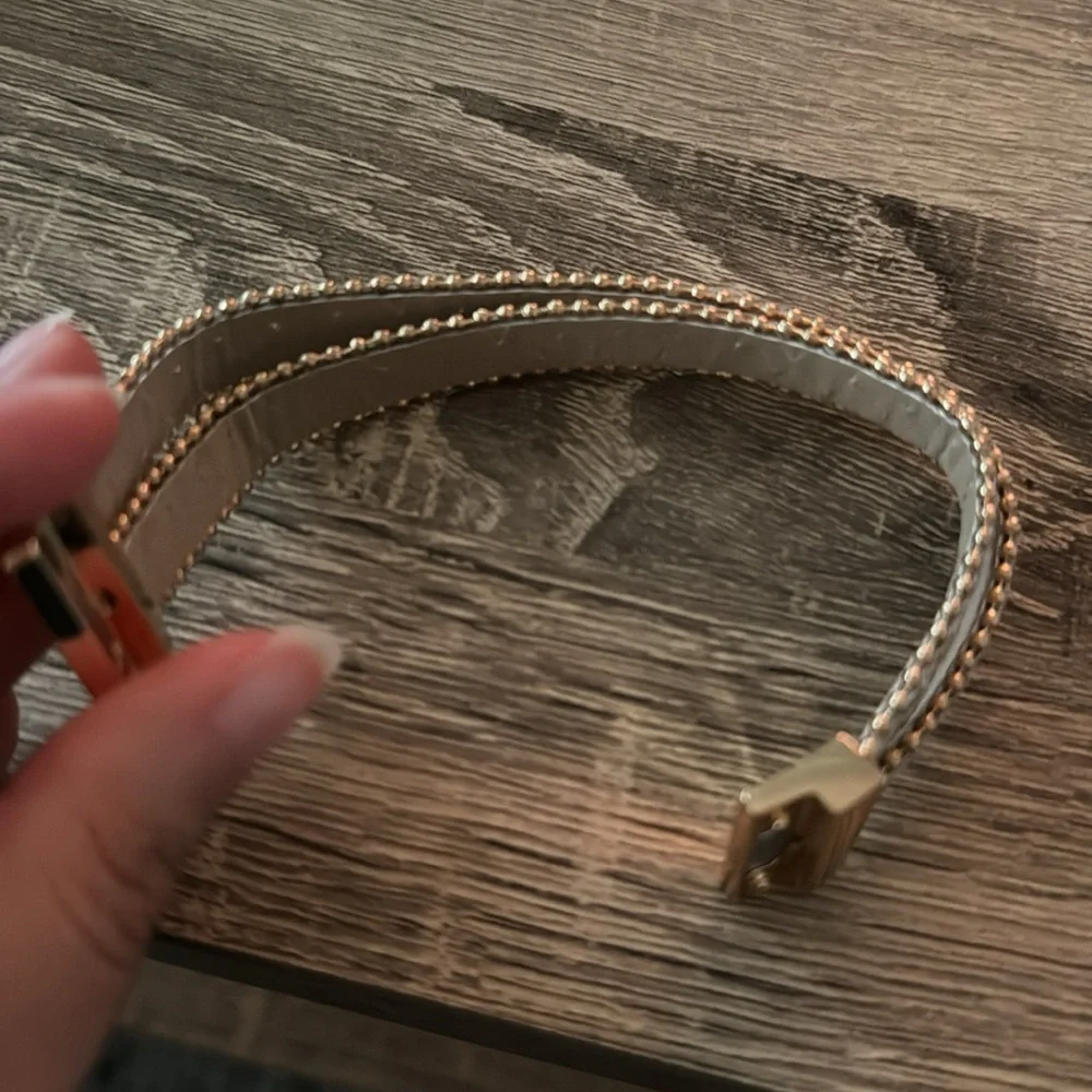 Double Row Cuff Shiny Wrap Bracelet Silver Gold Clasp Link